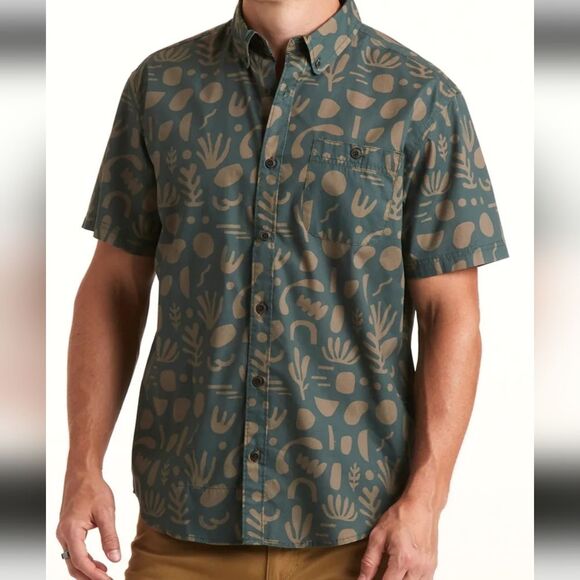 Howler Bros Mansfield Shirt Mens S Cotton Poly Distant Forms Dark Forest Print - Picture 2 of 16